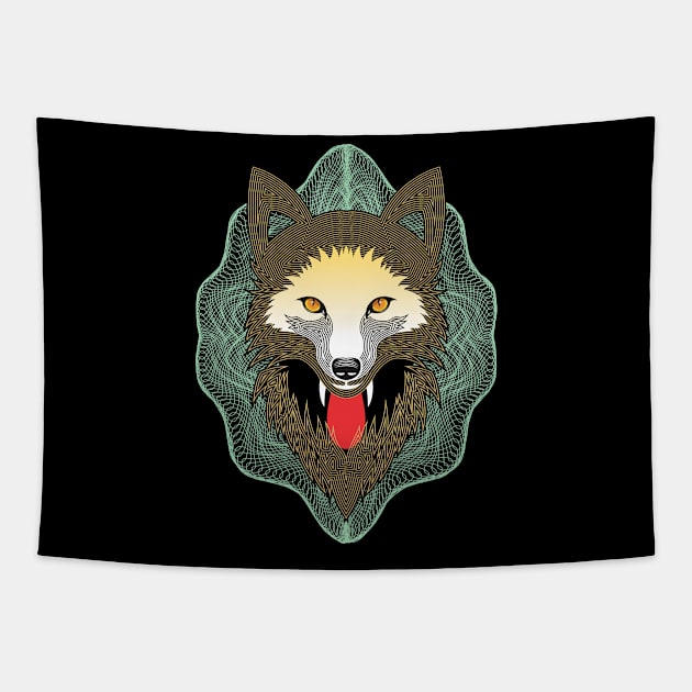 Polygonal wild wolf Tapestry by tolaloli