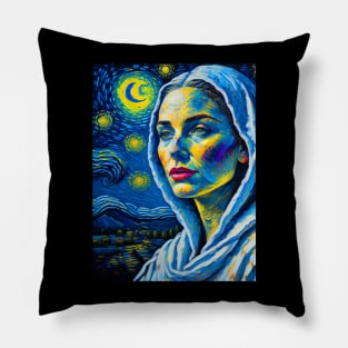 The white lady in starry night Pillow