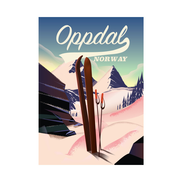 Oppdal norway vintage style ski poster. by nickemporium1