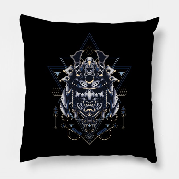 Ronin head 2 - Sacred Geometry Pillow by JorgeOrtega88