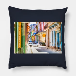 Colourful Cuban Street In Havana Pillow