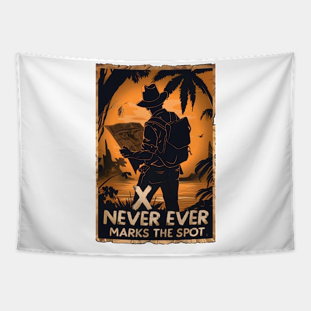 X Never Ever Marks the Spot - Map - Quote - Indy Tapestry by Fenay-Designs