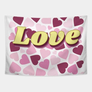 Love on top of pink heart pattern Tapestry