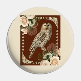 Barn Owl and Roses Mug,coffee mug,t-shirt,sticker,tote,bag,apparel,magnet,pin,hoodie,pillow Pin