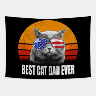 Vintage Best Cat Dad Ever T-Shirt Tapestry