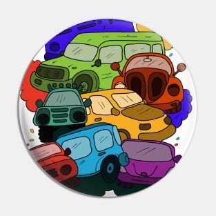 Colorful car in doodles art Pin