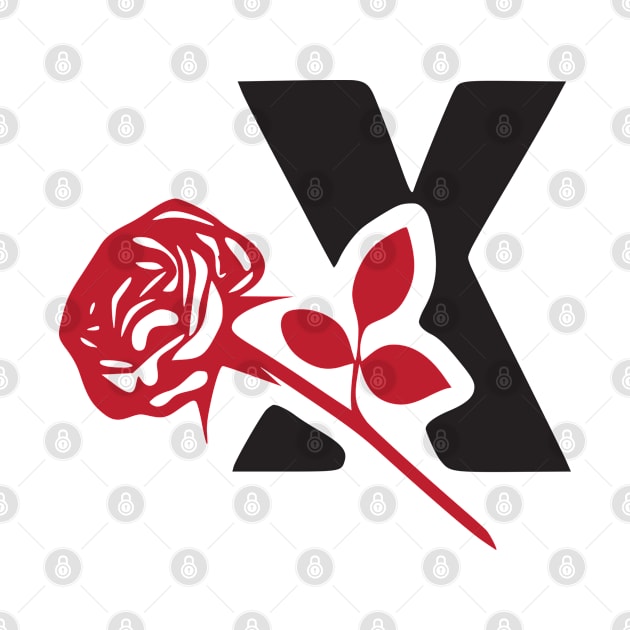 Letter X monogram with a red rose. by SeverV