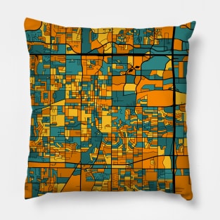 Arlington Map Pattern in Orange & Teal Pillow