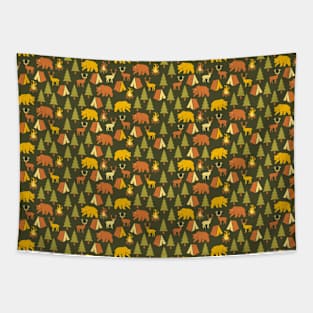 Pattern Camping Tree Tents Fire Bear Deer by Tobe Fonseca Tapestry