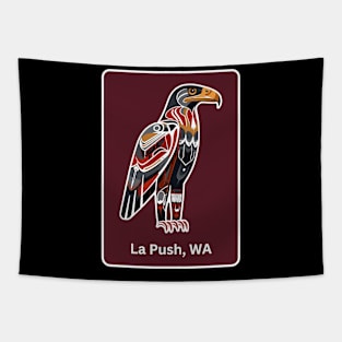 La Push Washington Native American Indian American Red Background Eagle Hawk Haida Tapestry