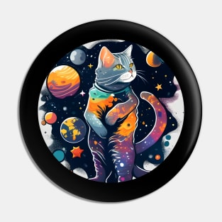 Colorful Cute Cat - Cat Beautiful Moon - Cat Lover Pin