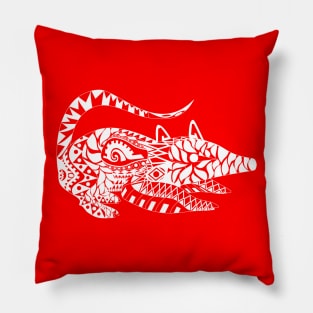 tlacuache in mariachi red style ecopop Pillow