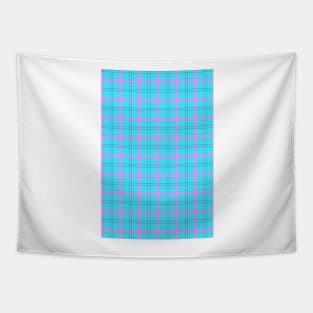 bright blue and pink plaid Tapestry