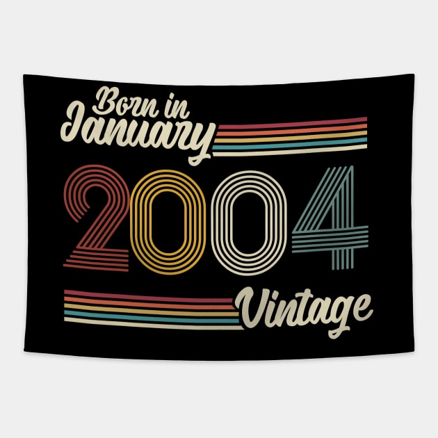 Vintage Born in January 2004 Tapestry by Jokowow