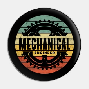 Distressed Retro Background Mechanical Engineer Cogs Pin