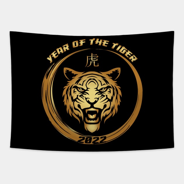 Happy Chinese New Year of the Tiger 2022 Chinese Zodiac Tapestry by stuffbyjlim