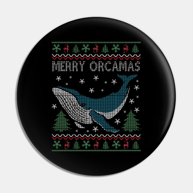 Merry Christmas Orcas Killer Whale Gift Ugly Christmas Pin by Herotee