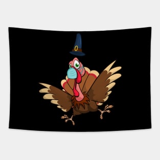 Happy Turkey in mask Thanksgiving Day Gift Tapestry