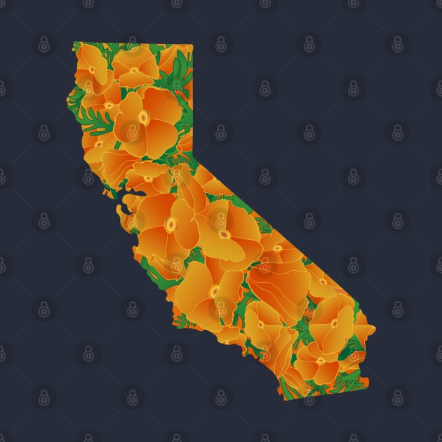 California State Outline Poppy Wildflower Superbloom by Spatium Natura