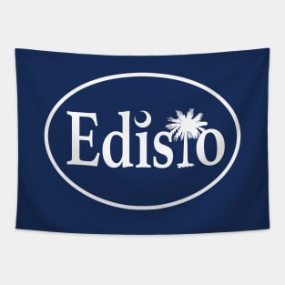 Edisto Island South Carolina Palmetto Dark Blue Oval Tapestry