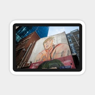 Art work on building wall, of Donald Trump, Melbourne. Magnet