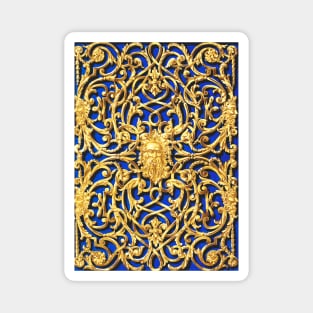 Gold glittering relief with indigo blue background Magnet