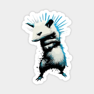 Funny retro punk opossum street art Magnet