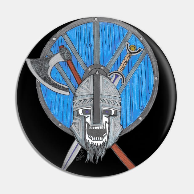 Vikings Skull - Shield and Weapons Pin by Joseph Baker