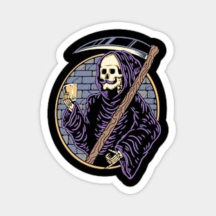 Grim Reaper Holding Crystal Stone Magnet