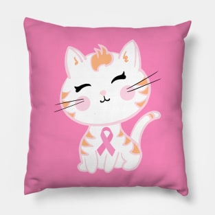 Cute Pink Ribbon Tiger Kitty Pillow