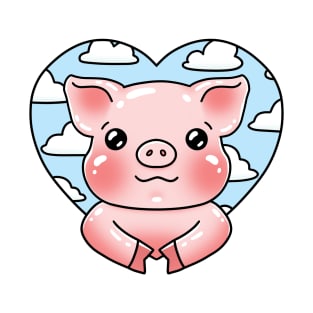 Pig in a heart with clouds T-Shirt