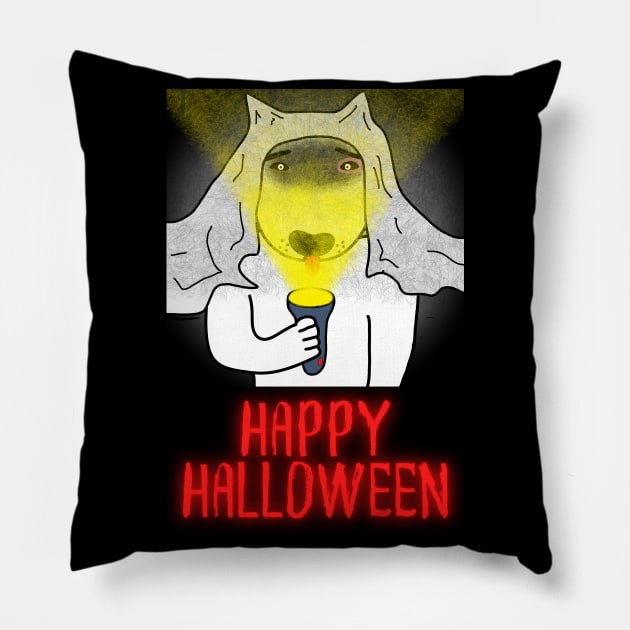 Ghost dog in halloween Pillow by Azujark 