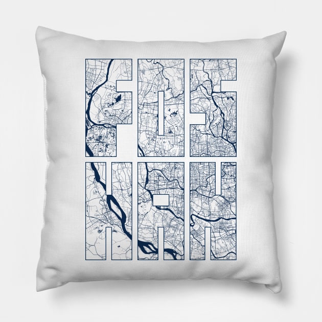 Foshan, Guangdong, China City Map Typography - Coastal Pillow by deMAP Studio