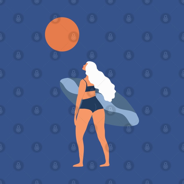 Woman with a surfboard by grafart