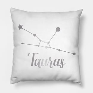 Taurus Zodiac Constellation in Silver Pillow