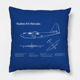 Hughes H-4 Hercules Spruce Goose Blueprint Plans - ADpng Pillow