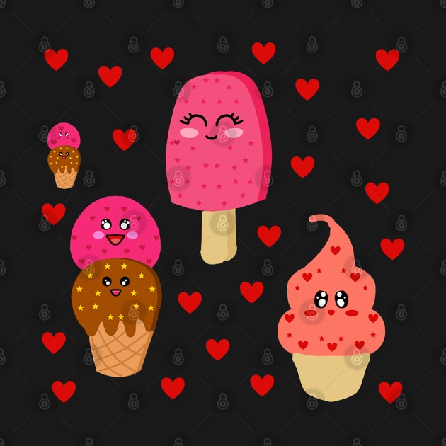 Ice Cream Combo With Hearts by TANSHAMAYA