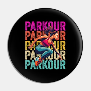 Parkour Girl Retro Vintage Pin