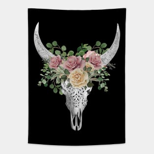 Cow skull floral 24 Tapestry