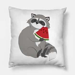 Cute raccoon with watermelon Pillow