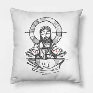 Jesus Christ Eucharist illustration Pillow