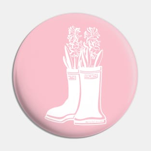 Hyacinth White Lineart Rain Boots Pin