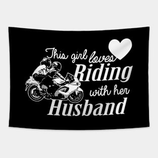 This Girl Loves Riding With Her Husband Tapestry