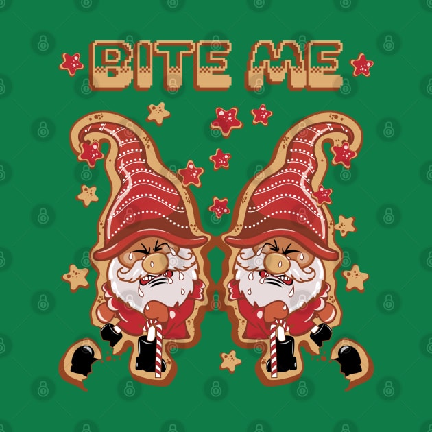 Bites Me Gingerbread Man Santa by PunnyPoyoShop