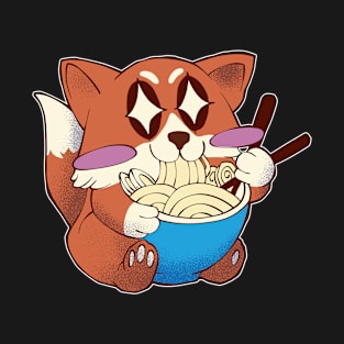 Fox Eating Ramen Anime Kitsune Kawaii Japanese Cartoon T-Shirt