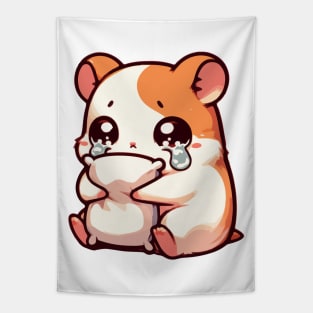 Kawaii Crying Sad Hamster Tapestry