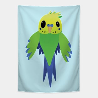 Flying green budgerigar Tapestry