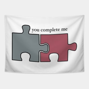 "You Complete Me" Funny Puzzle Piece Design Tapestry