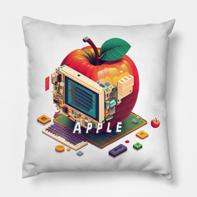 Apple-Inspired Pixel Computer Image: A Creative Blend of Technology and Design Pillow by MLArtifex