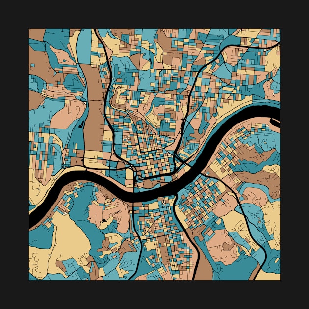 Cincinnati Map Pattern in Mid Century Pastel by PatternMaps